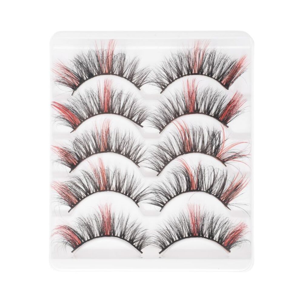3D Mix Color False Eyelashes Red 5 Pair